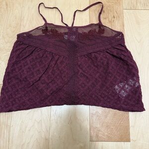 Y2K‎ 90s Abercrombie womens lace top maroon size M dark fairy whismigoth grunge